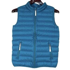 Hanna Andersson Superlight Down Puffer Vest Youth Teen 160 US 14/16 Teal Quilted